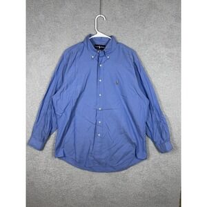 Ralph Lauren Button Down Shirt Mens 16-33 Blue Yarmouth Oxford‎ Long Sleeve Polo
